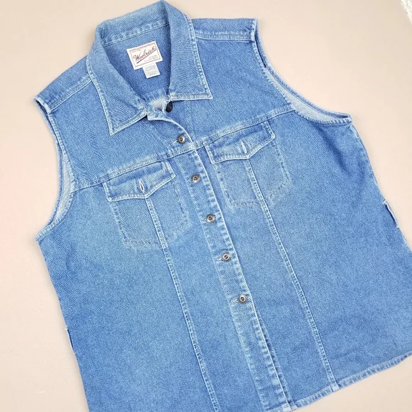 VTG Y2K 00's Woolrich Light Wash Denim Jean's Vest - Picture 6 of 6